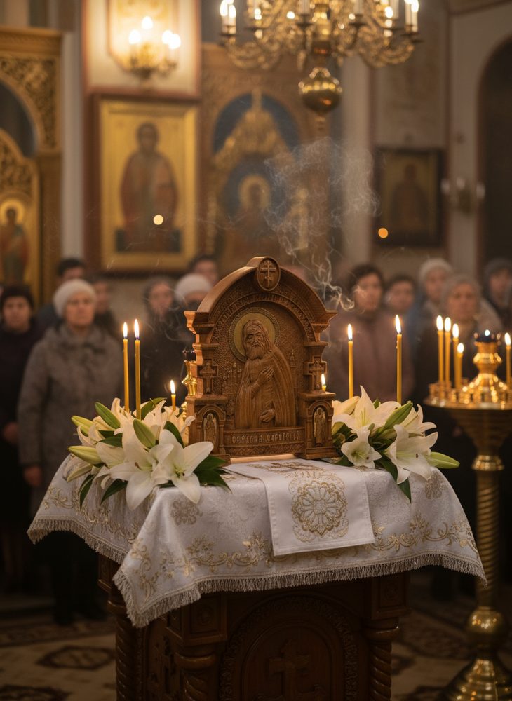 Икона Серафима Саровского — это деревянная резная икона ручной работы, ценный образец для вашего дома.