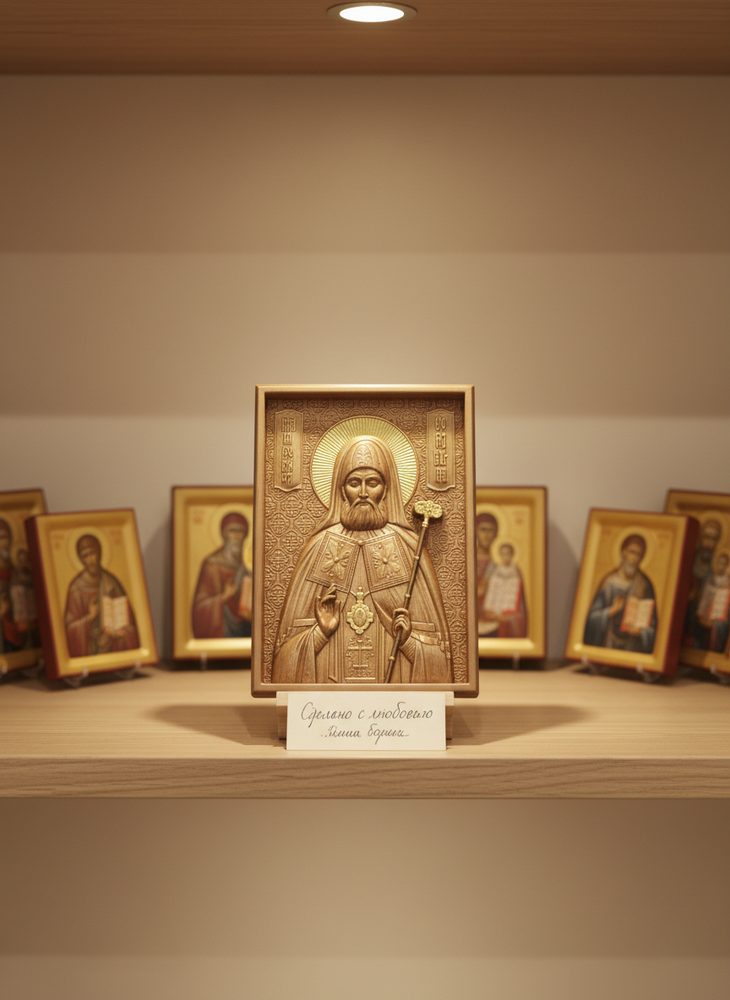 Икона Митрофана Воронежского — это православная икона. Прекрасная деревянная резная икона для вашего дома.
