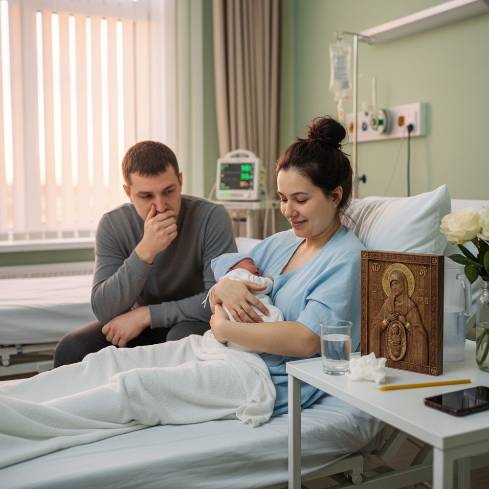 Эта икона ручной работы «Помощница в родах». Резная икона из дерева будет оберегать вас.