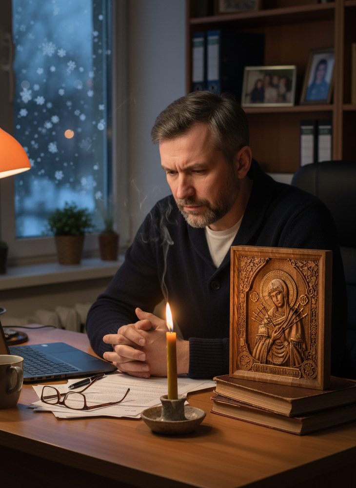 Эта православная икона Семистрельной, резная икона из дерева, дарит защиту и утешение.