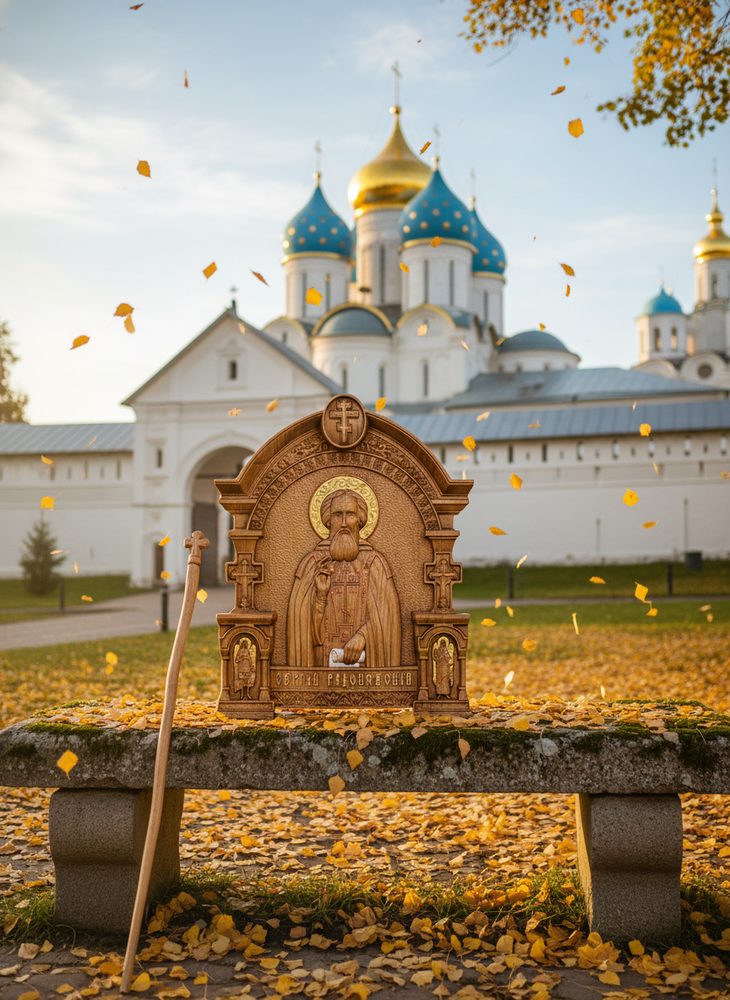 Православная икона Сергия Радонежского: уникальная деревянная резная икона.