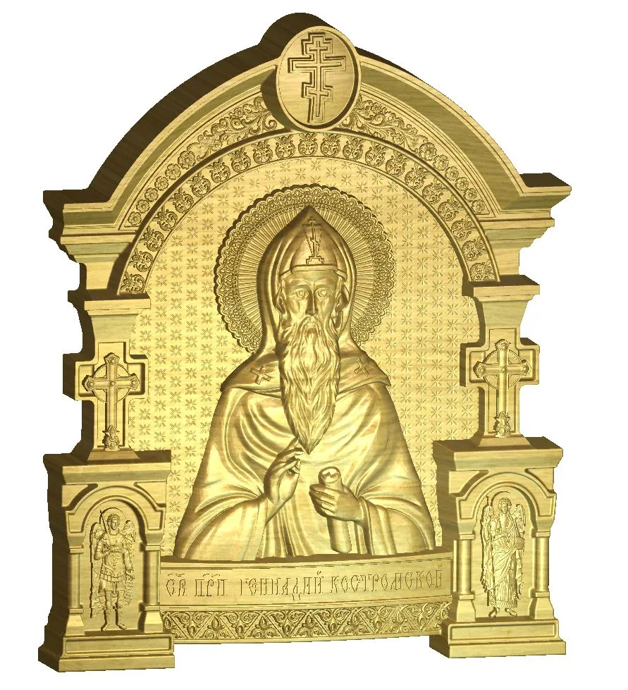 Икона «Геннадий Преподобный», арка — 3D-макет образа