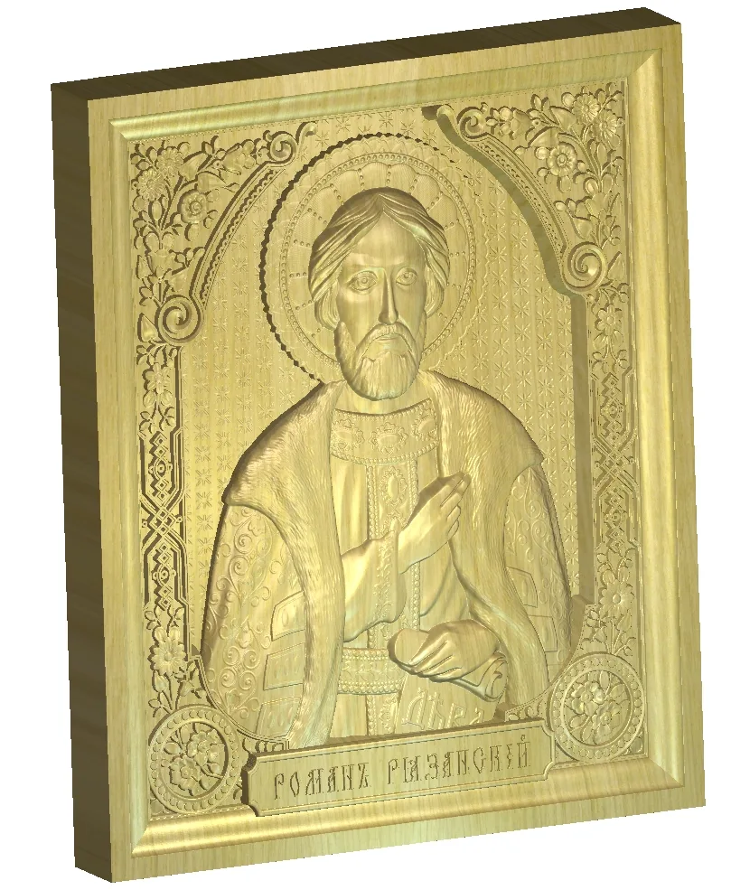 Икона «Роман Рязанский благоверный князь», прямоугольная — 3D-макет образа